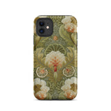 Silk Embroidery with Flowers and Leaves Iphone Case, 11 / Matte, Floral Patterned Phone Case