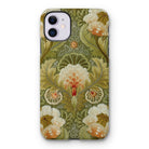 Silk Embroidery with Flowers and Leaves Iphone Case, 11 / Matte, Floral Patterned Phone Case