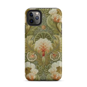 Silk Embroidery with Flowers and Leaves Iphone Case, 11 Pro Max / Matte, Floral Patterned Phone Case