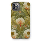 Silk Embroidery with Flowers and Leaves Iphone Case, 11 Pro Max / Matte, Floral Patterned Phone Case