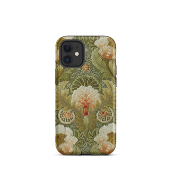 Silk Embroidery with Flowers and Leaves Iphone Case, 12 Mini / Matte, Floral Patterned Phone Case