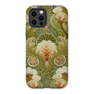 Silk Embroidery with Flowers and Leaves Iphone Case, 12 Pro / Matte, Floral Patterned Phone Case