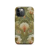 Silk Embroidery with Flowers and Leaves Iphone Case, 12 Pro / Matte, Floral Patterned Phone Case