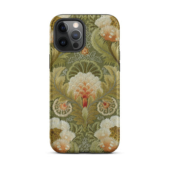 Silk Embroidery with Flowers and Leaves Iphone Case, 12 Pro Max / Matte, Floral Patterned Phone Case