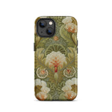 Silk Embroidery with Flowers and Leaves Iphone Case, 13 / Matte, Floral Patterned Iphone Case