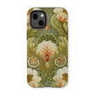 Silk Embroidery with Flowers and Leaves Iphone Case, 13 Mini / Matte, Floral Patterned Phone Case