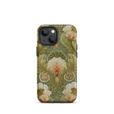Silk Embroidery with Flowers and Leaves Iphone Case, 13 Mini / Matte, Floral Patterned Phone Case