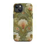 Silk Embroidery with Flowers and Leaves Iphone Case, 14 Plus / Matte, Floral Patterned Phone Case