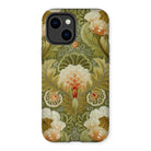Silk Embroidery with Flowers and Leaves Iphone Case, 14 Plus / Matte, Floral Patterned Phone Case