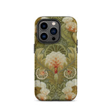 Silk Embroidery with Flowers and Leaves Iphone Case, 14 Pro / Matte, Floral Patterned Phone Case