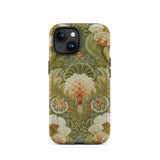 Silk Embroidery with Flowers and Leaves Iphone Case, 15 / Matte, Floral Patterned Phone Case
