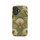 Silk Embroidery with Flowers and Leaves Iphone Case, 16 / Matte, Floral Patterned Phone Case
