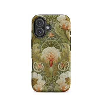 Silk Embroidery with Flowers and Leaves Iphone Case, 16 / Matte, Floral Patterned Phone Case