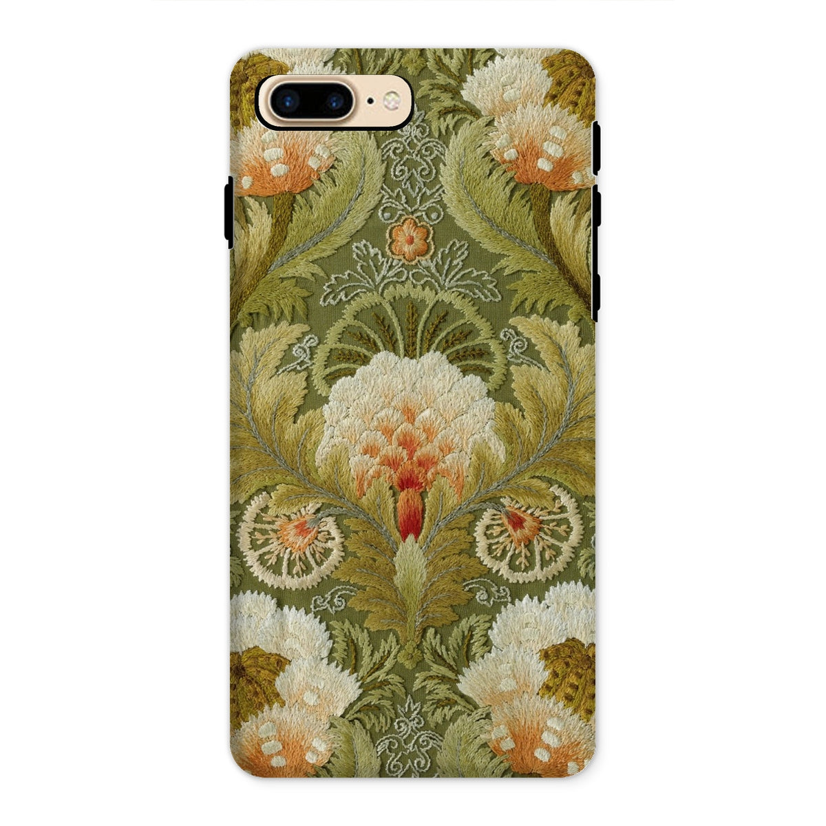 Silk Embroidery with Flowers and Leaves Iphone Case, 8 Plus / Matte, Floral Patterned Phone Case