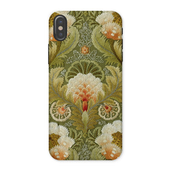 Silk Embroidery with Flowers and Leaves Iphone Case, x / Matte, Floral Patterned Phone Case