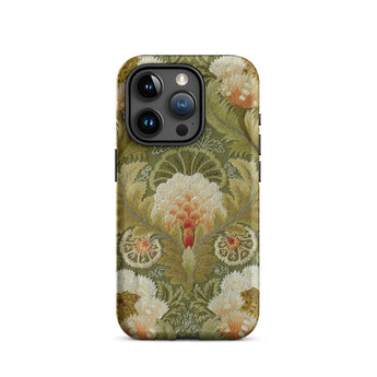Silk Embroidery with Flowers and Leaves Phone Case Iphone 15 Pro / Matte Floral Patterned Phone Case Silk Embroidery