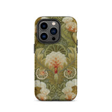 Silk Embroidery with Flowers and Leaves Phone Case Iphone 14 Pro / Matte Floral Patterned Phone Case Silk Embroidery