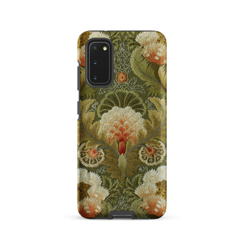 Silk Embroidery with Flowers and Leaves Phone Case Samsung Galaxy S20 / Matte Phone Case Intricate Vintage-style Floral Pattern Shades