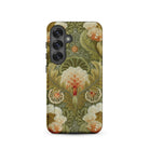 Silk Embroidery with Flowers and Leaves Samsung Case, Galaxy S25 / Matte, Smartphone Richly Patterned Floral Embroidered Case