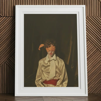 Silk - Neo-baroque Gay Mens Wear Art Print, 12x16’’ / 31x41cm / White Frame / 2’’ Matboard, Framed Print Person Blindfold Silk Shirt