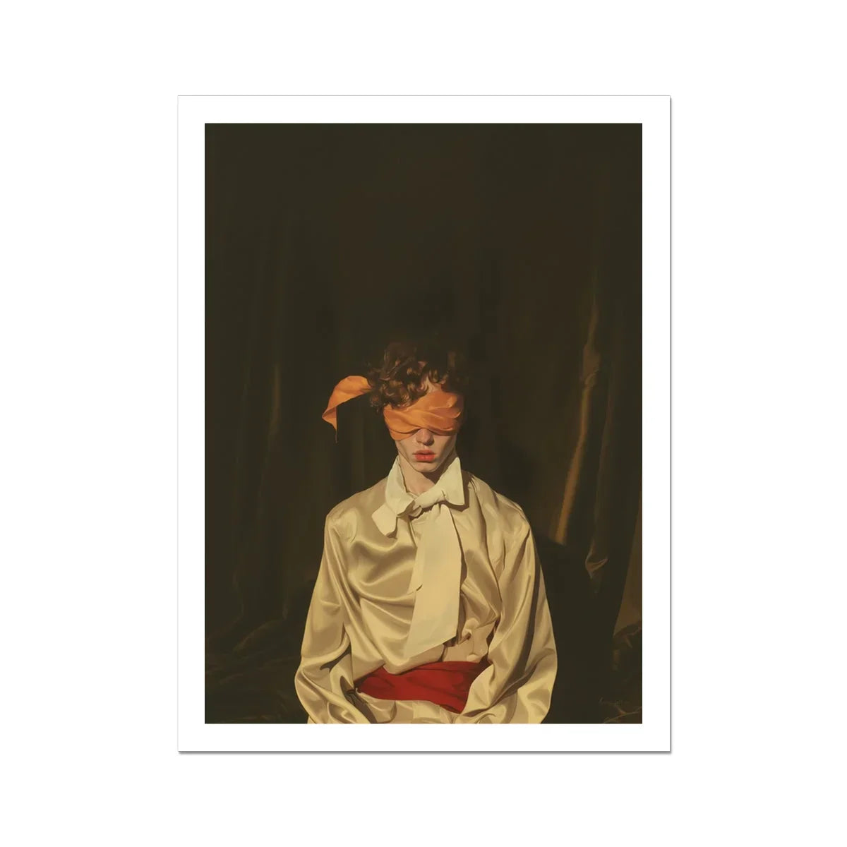 Silk - Neo-baroque Gay Mens Wear Art Print, 18’’x24’’ / Unframed, Blindfolded Person Satin Shirt