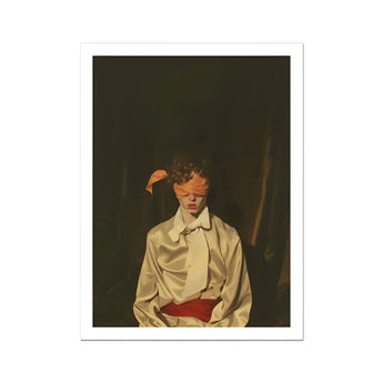 Silk - Neo-baroque Gay Mens Wear Art Print, Blindfolded Person Satin Shirt