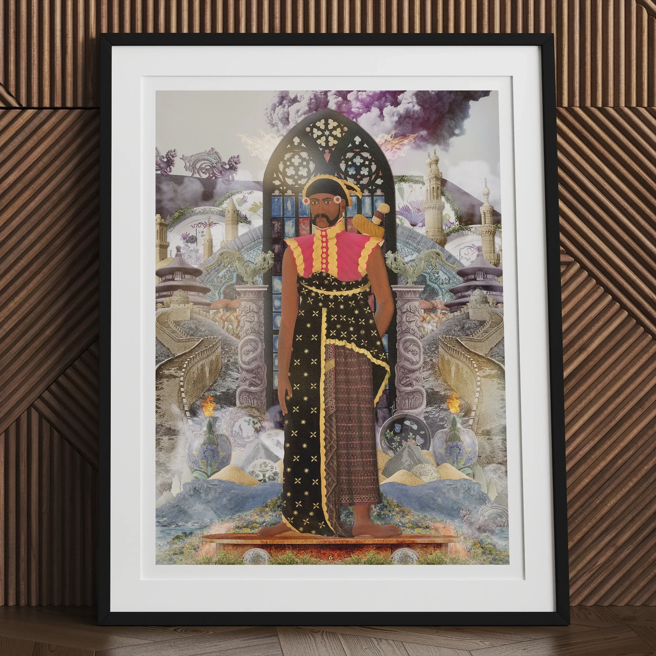 Silk Rodeo - Cultural Fusion Collage Art Print Posters Prints & Visual Artwork