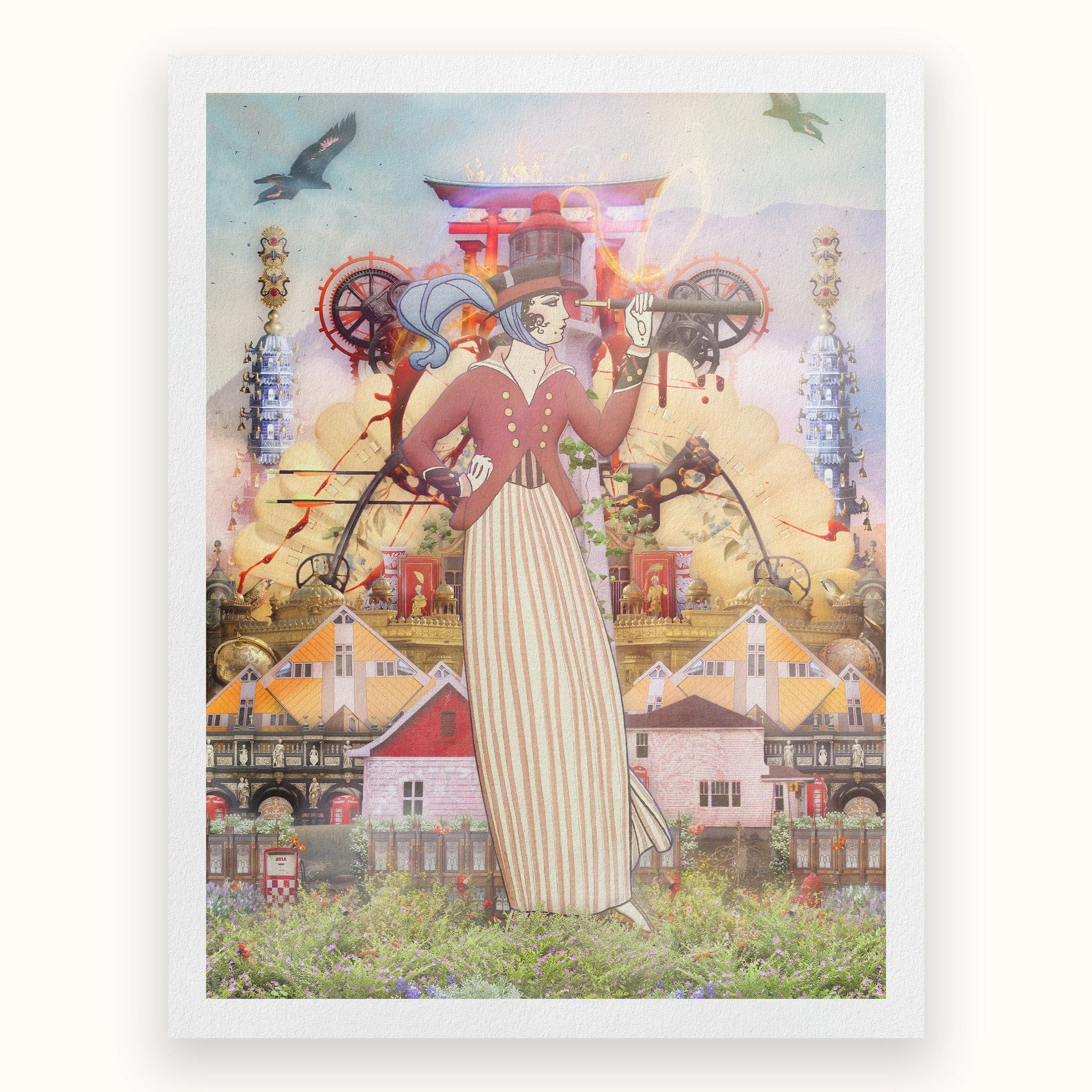 Silk Rodeo Drive - Surreal Occidental Collage Art Print