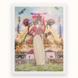 Silk Rodeo Drive - Surreal Occidental Collage Art Print Surreal Illustration Woman Victorian-style Dress Mechanical Architectural Elements