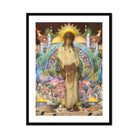 Silk Rodeo Romeo Surreal Orientalist Collage Art Print, Figure White Robe Brown Sash Stands Sun Like Halo