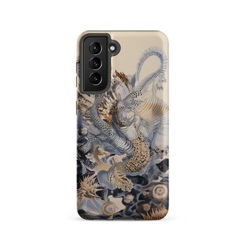 Sinuous - Surreal Alien Sea Life Phone Case Samsung Galaxy S21 / Matte Beige Phone Case Intricate Vintage-style Illustration Sea Creatures