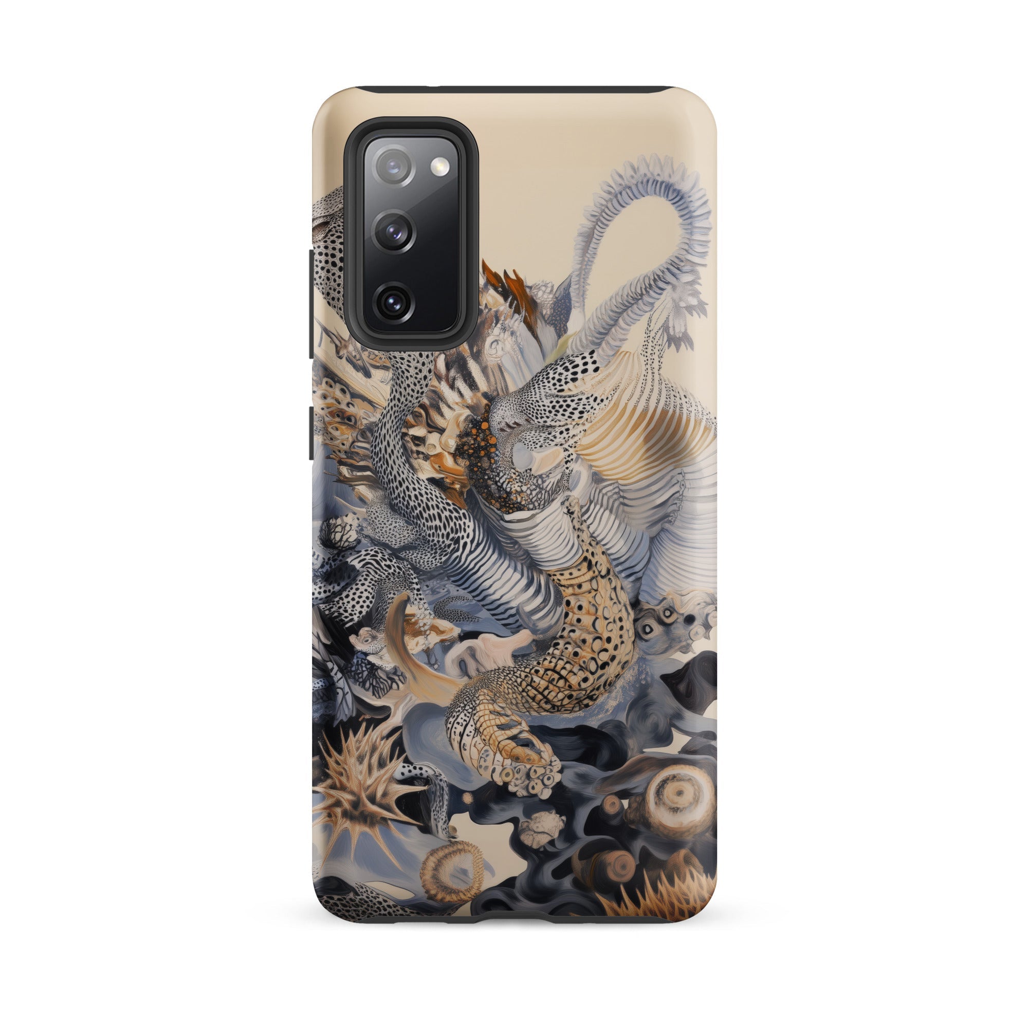 Sinuous Surreal Alien Sea Life Samsung Case, Galaxy S20 Fe / Matte, Phone Case Complex Abstract Organic Pattern Shades Brown