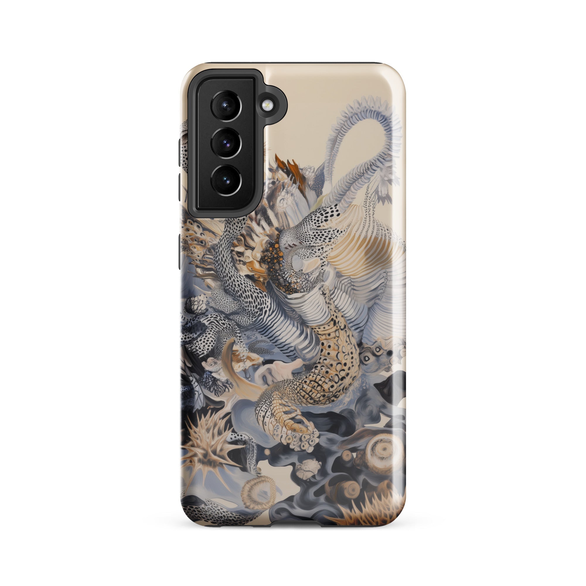 Sinuous Surreal Alien Sea Life Samsung Case, Galaxy S21 Fe / Gloss, Phone Case Intricate Abstract Pattern Organic Shapes Muted