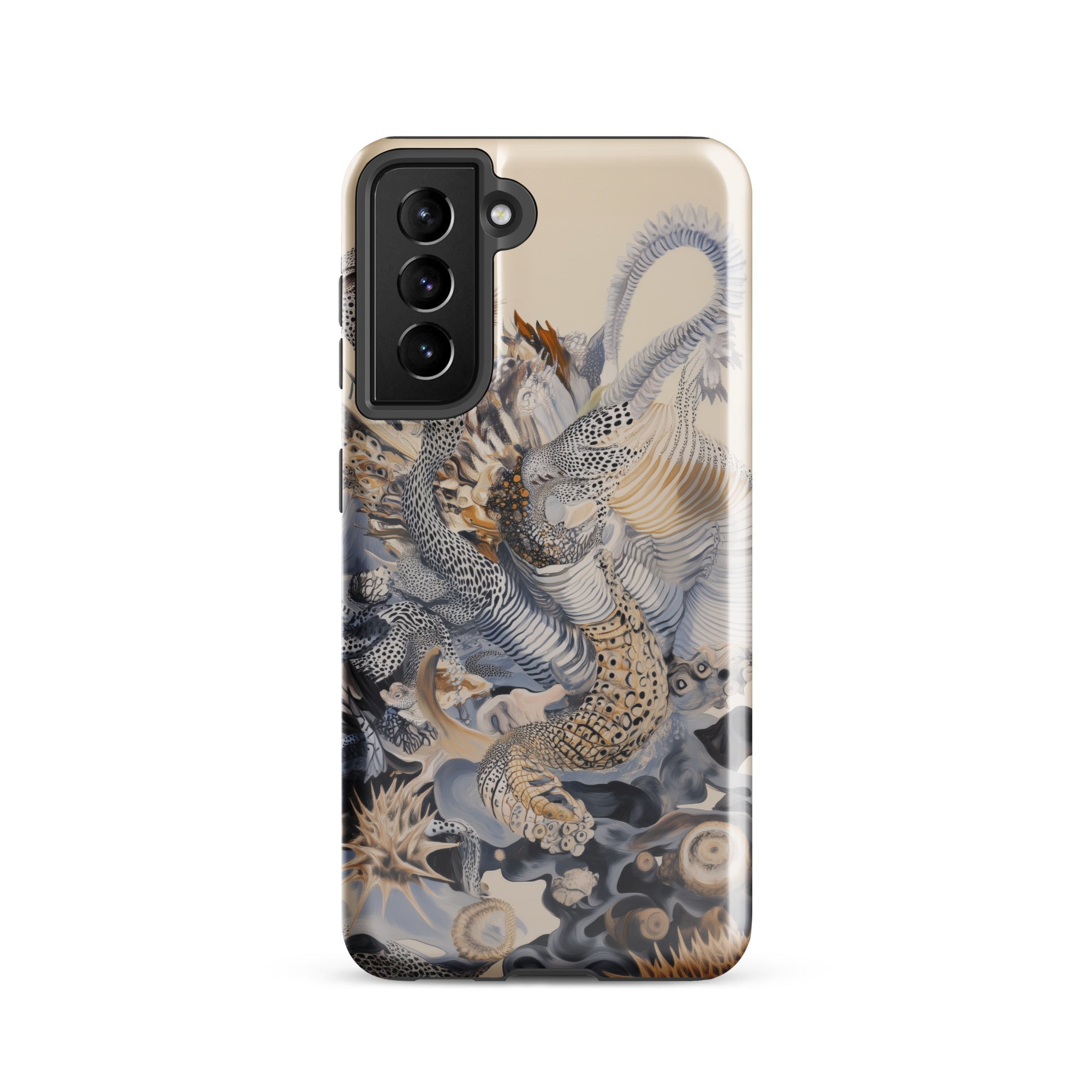 Sinuous Surreal Alien Sea Life Samsung Case, Galaxy S21 / Gloss, Smartphone Nature Themed Protective Case Intricate Patterns