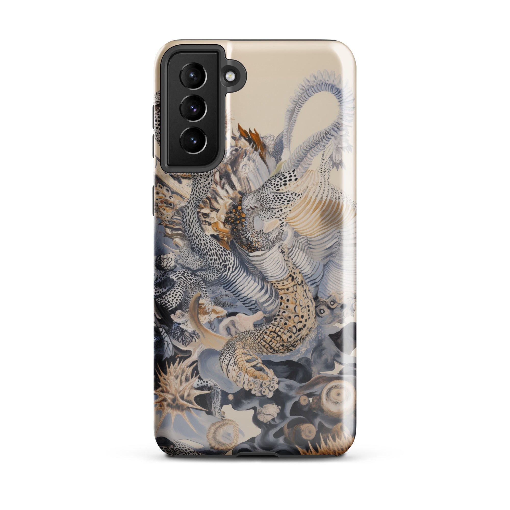 Sinuous Surreal Alien Sea Life Samsung Case, Galaxy S21 Plus / Gloss, Smartphone Case Intricate Abstract Design Organic Patterned Elements