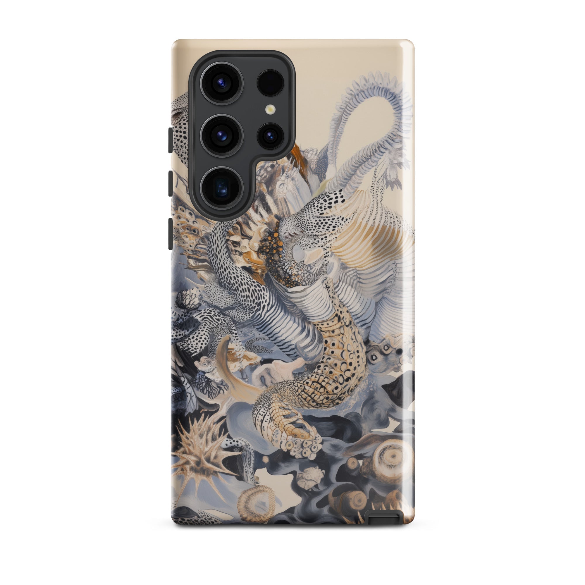 Sinuous Surreal Alien Sea Life Samsung Case, Galaxy S23 Ultra / Gloss, Smartphone Case Intricate Abstract Pattern Organic Forms Textures