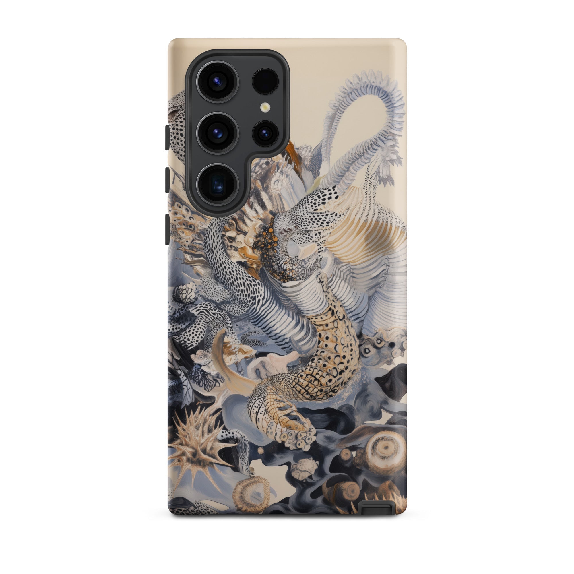 Sinuous Surreal Alien Sea Life Samsung Case, Galaxy S23 Ultra / Matte, Smartphone Case Intricate Abstract Organic Pattern Muted Earthy