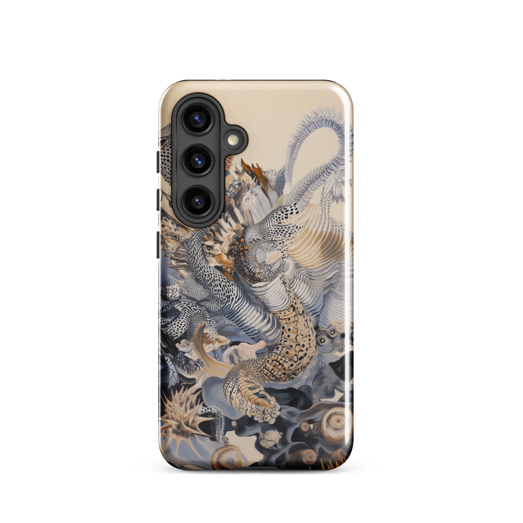 Sinuous Surreal Alien Sea Life Samsung Case, Galaxy S24 / Gloss, Smartphone Case Intricate Abstract Pattern