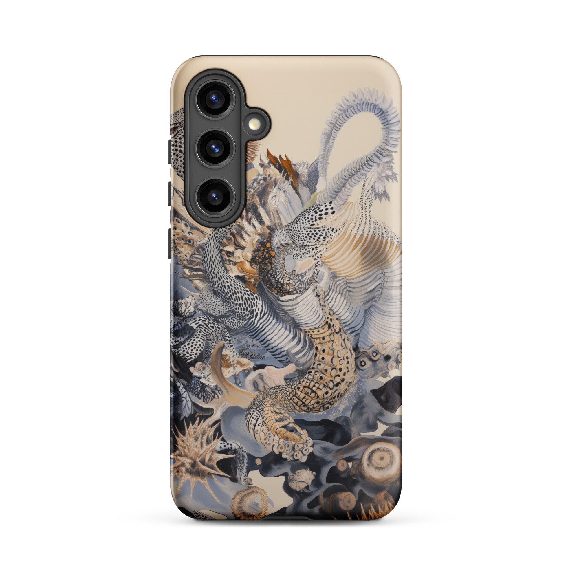 Sinuous Surreal Alien Sea Life Samsung Case, Galaxy S24 Plus / Matte, Smartphone Case Intricate Abstract Pattern Organic Geometric Shapes