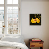 For Sita - Yellow Hibiscus Framed Canvas, Bright Yellow Hibiscus Flower Framed Black Wall