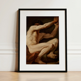 Sitting Male - Stampa d'arte di Nicolai Abildgaard / Tela, 12x16’’ / 31x41cm / Cornice nera / Passe-partout, Poster, stampe e arte visiva, Toby Leon