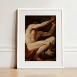 Sitting Male - Stampa d'arte di Nicolai Abildgaard / Tela, 12x16’’ / 31x41cm / Cornice bianca / Passe-partout, Poster, stampe e arte visiva, Toby Leon
