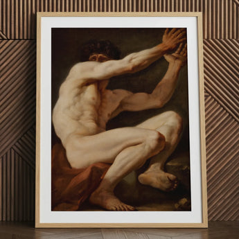 Sitting Male - Stampa d'arte di Nicolai Abildgaard / Tela, 24x32’’ / 61x81cm / Cornice naturale / Passe-partout, Poster, stampe e arte visiva, Toby