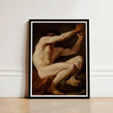 Sitting Male - Nicolai Abildgaard Art Print / Canvas Framed Classical Painting Muscular Nude Figure Dynamic, Builds, Deltoid Mapped, Cool