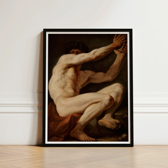Sitting Male - Nicolai Abildgaard Art Print / Canvas Framed Classical Painting Muscular Nude Figure Dynamic, Builds, Deltoid Mapped, Cool