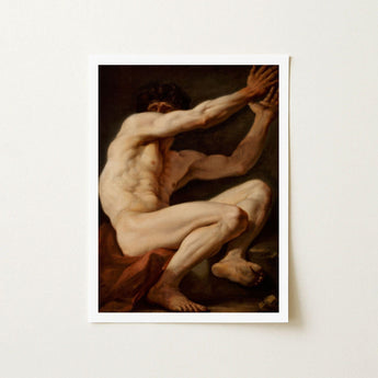Sitting Male - Nicolai Abildgaard Art Print / Canvas, Builds, Deltoid Mapped, Cool Ivory, Shadows Pooling, Muscle Groups Prints
