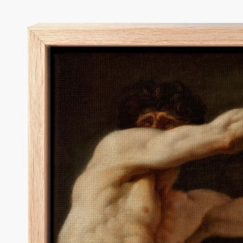 Sitting Male - Nicolai Abildgaard Art Print / Canvas Light Wood-framed Classical Painting Muscular Nude, Builds, Deltoid Mapped, Cool