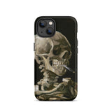 Skeleton with a Cigarette - Vincent Van Gogh Iphone Case, 13 / Matte, Black Phone Case Skull Art