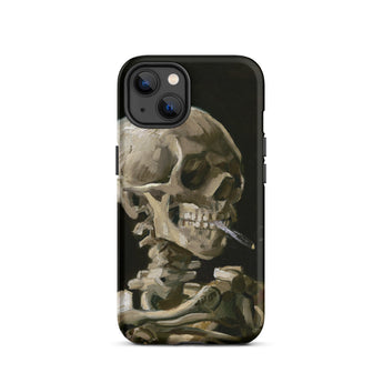 Skeleton with a Cigarette - Vincent Van Gogh Iphone Case, 13 / Matte, Black Phone Case Skull Art