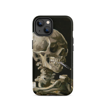 Skeleton with a Cigarette - Vincent Van Gogh Iphone Case, 14 / Matte, Black Phone Case Skeleton Art